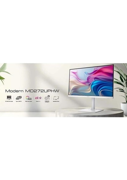 Msı 27 Modern MD272UPHW 3840X2160 (Uhd) 16:9 Flat IPS 60Hz 1ms Adaptıve-Sync Pıvot Type-C Monıtor