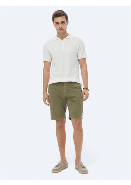 Ekru Polo Yaka Jakarlı Triko