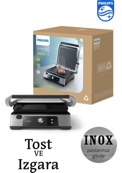 Geniş Izgara Yüzeyli, Ayarlanabilir Sıcaklıklı 5000 Serisi Izgara ve Tost Makinesi