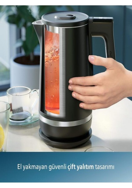 Şık Siyah Su Isıtıcı, Çelik Iç Gövde, Dokunmatik Kontrol, 7000 Serisi fiyatları