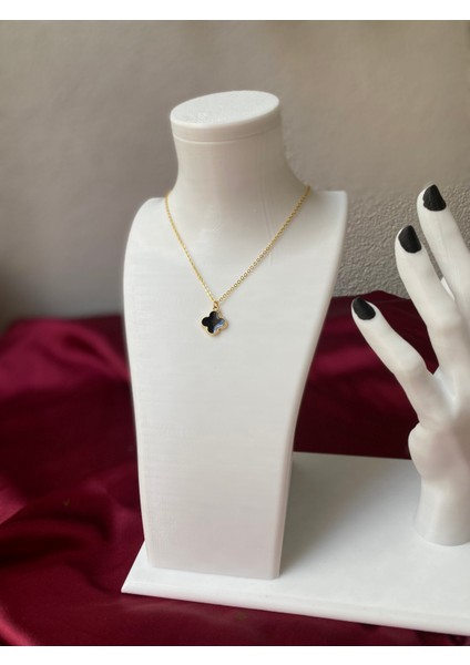 Kararmaz Çelik Siyah Yonca Gold Kolye indirimleri