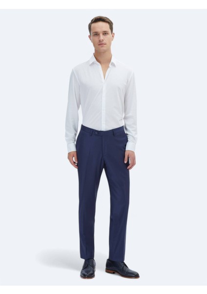 Beyaz Düz Regular Fit Casual Pamuk Karışımlı Gömlek