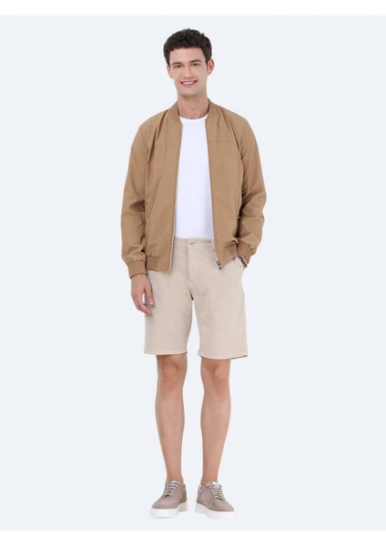 Deve Tüyü Regular Fit Dik Yaka Casual Dokuma Mont