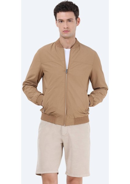 Deve Tüyü Regular Fit Dik Yaka Casual Dokuma Mont