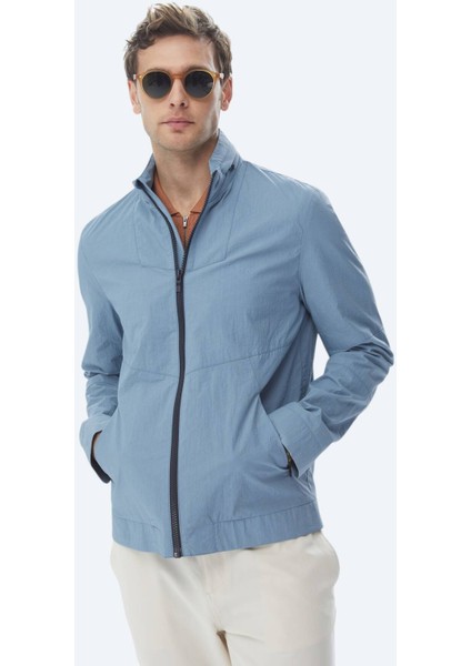 Mavi Regular Fit Gizli Kapüşon Casual Dokuma Mont