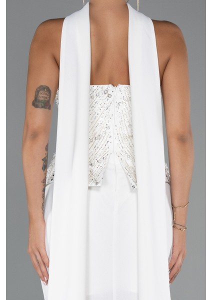 Pullu Straplez Peplum Kesim Uzun Abiye Elbise ABU5320 fırsatları