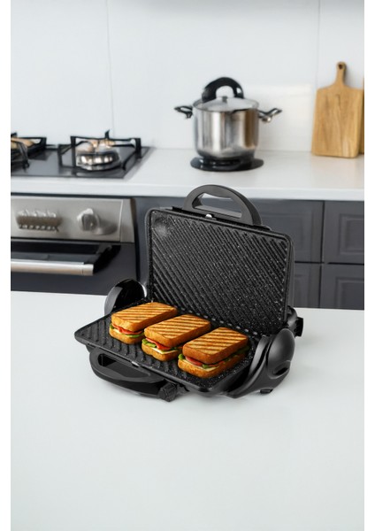 Çift Taraflı 180° Açılır 1800W Tost ve Izgara Makinesi, Pratik Kullanım Sağlar