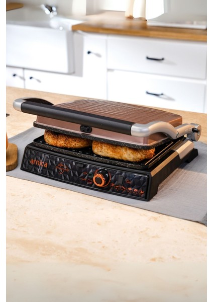 Renkli Granit Izgaralı Tost Makinesi GH26250, Pembe