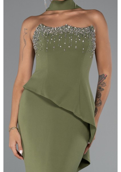 Taşlı Straplez Yaka Peplum Kesim Uzun Abiye ABU5329 modelleri