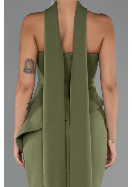 Taşlı Straplez Yaka Peplum Kesim Uzun Abiye ABU5329 fırsatları