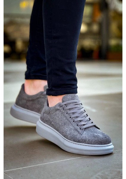 ZRN-X500 Bağcıklı Casual Günlük Erkek Sneaker Gri Süet