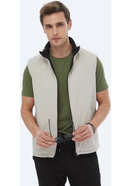 Siyah Regular Fit Gizli Kapüşon Casual Dokuma Çift Taraflı Spor Yelek