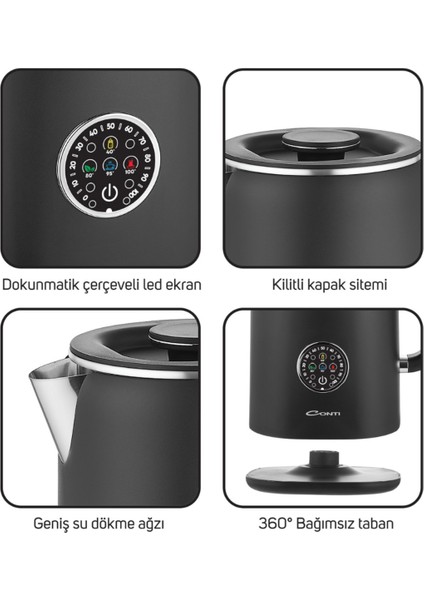 Çok Renkli Termal Su Isıtıcı Kettle Siyah Hızlı ve Pratik Kullanım modelleri