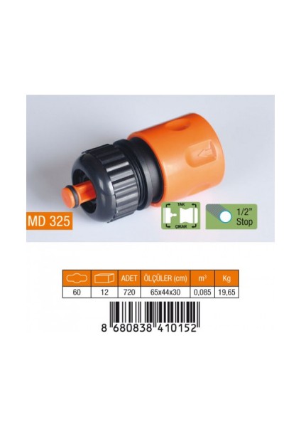 1/2 Hortum Bağlantı Adaptörü Stoplu (4989)