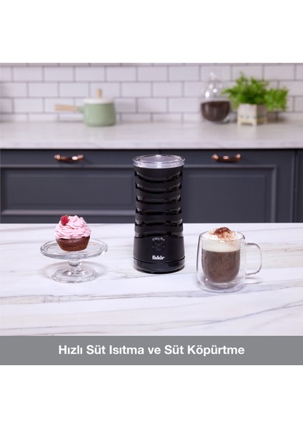 Süt Köpürtücü ve Isıtıcı, Siyah, Pratik ve Şık Tasarım