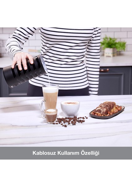 Süt Köpürtücü ve Isıtıcı, Siyah, Pratik ve Şık Tasarım