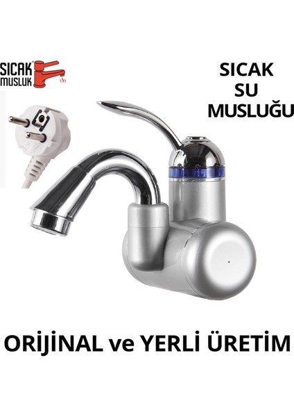 Duvara Monteli Elektrikli Ani Su Isıtıcı, Termal Şofben, Musluk Dsg-5s, Gümüş Renk
