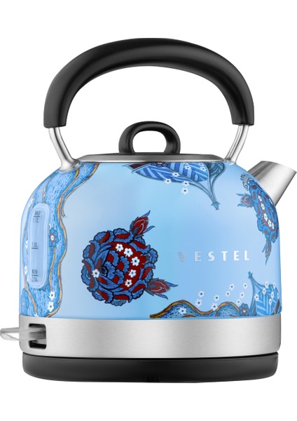 Retro Düş Mavisi Çini Sıcak Su Isıtıcı, Şık ve Kullanışlı Tasarım