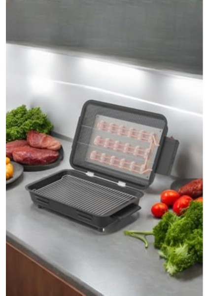 Elektrikli Izgara Çift Telli Emaye Gövde ve Tepsili Siyah modelleri