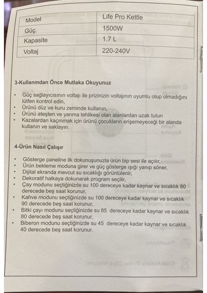 Lıfe Pro Kettle Beyaz, Şık ve Kullanışlı Elektrikli Su Isıtıcısı modelleri