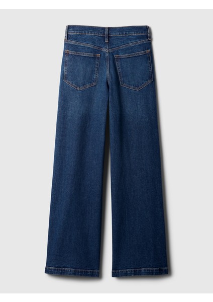 Kadın Koyu Mavi High Rise Stride Wide-Leg Jean Pantolon