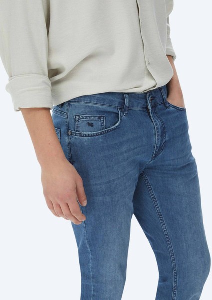 Lacivert Slim Fit Denim Pamuk Karışımlı Pantolon