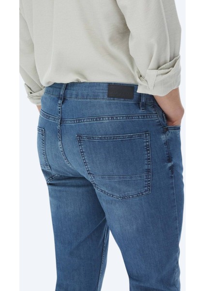 Lacivert Slim Fit Denim Pamuk Karışımlı Pantolon