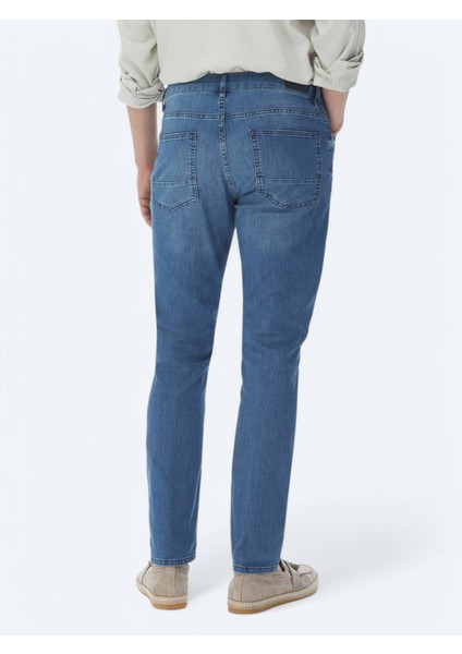 Lacivert Slim Fit Denim Pamuk Karışımlı Pantolon