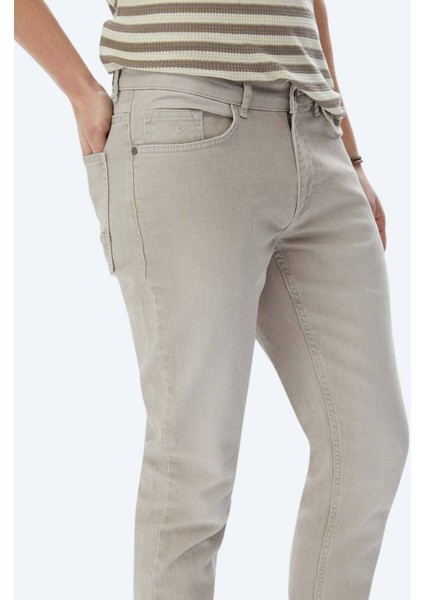 Haki Slim Fit Denim Pamuk Karışımlı Pantolon