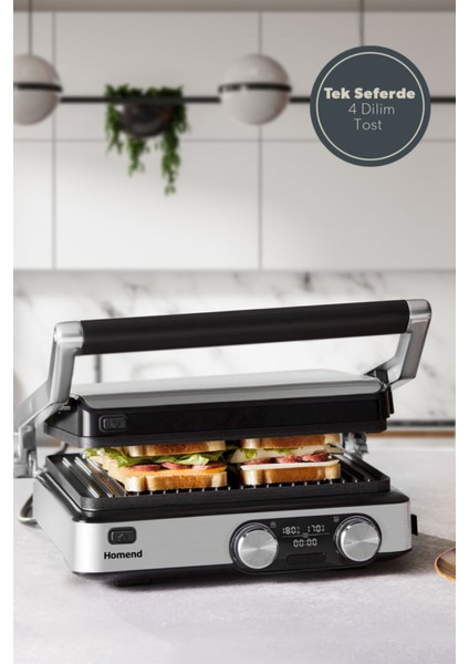 Paslanmaz Çelik Döküm Plakalı Tost ve Izgara Makinesi, Sağlam ve Şık Tasarım