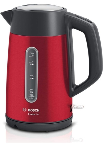 Paslanmaz Çelik Su Isıtıcı, 1700 Ml, Kırmızı, Dayanıklı ve Şık Tasarım