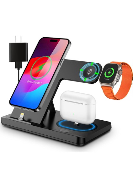 Wirelles Kablosuz Magsafe Sarj Destekli 3in1 Katlanabilir Çoklu Hızlı Sarj Standı