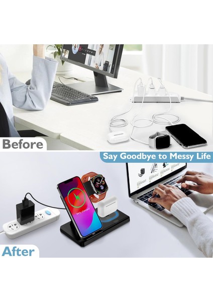 Wirelles Kablosuz Magsafe Sarj Destekli 3in1 Katlanabilir Çoklu Hızlı Sarj Standı fırsatları