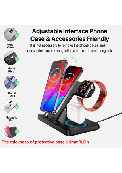 Wirelles Kablosuz Magsafe Sarj Destekli 3in1 Katlanabilir Çoklu Hızlı Sarj Standı
