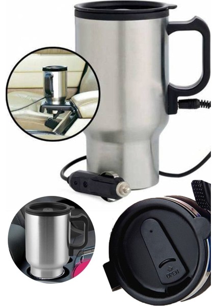 12V Araç Içi Su Isıtıcı ve Kahve Makinesi, Gri Kupa Tip Mug Termos fırsatları