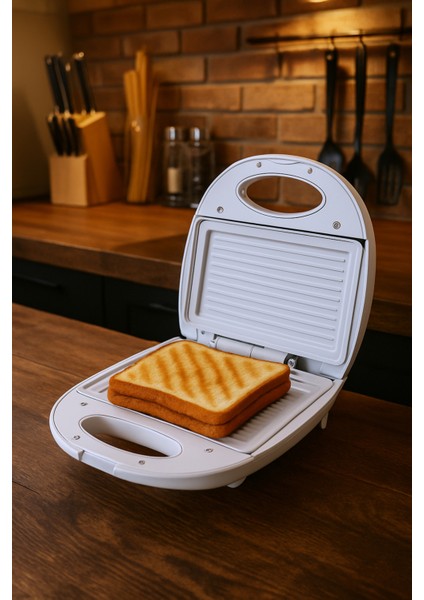 Beyaz Mini Tost Makinesi, Şık ve Pratik Ev Aleti, Renkli ve Kullanışlı