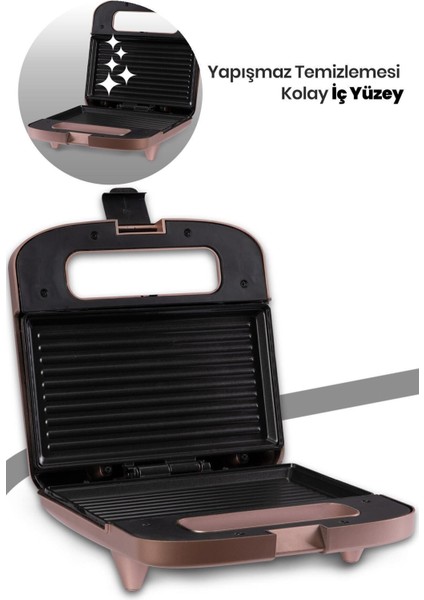 Pembe 750W Isınmaya Dayanıklı Tost ve Izgara Makinesi, Sağlıklı ve Pratik Kullanım fırsatları