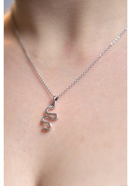 Zirkon Taşlı Yılan Figürlü Kadın Çelik Kolye fiyatları