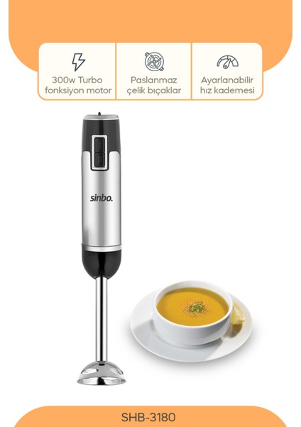 Güçlü 300W Gri El Blenderı, Pratik Kullanım Için Ideal.