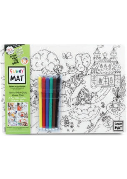 Funny Mat - Prenses ve Oyun Bahçesi 6'lı Kalem Hediyeli 25 x 35 cm