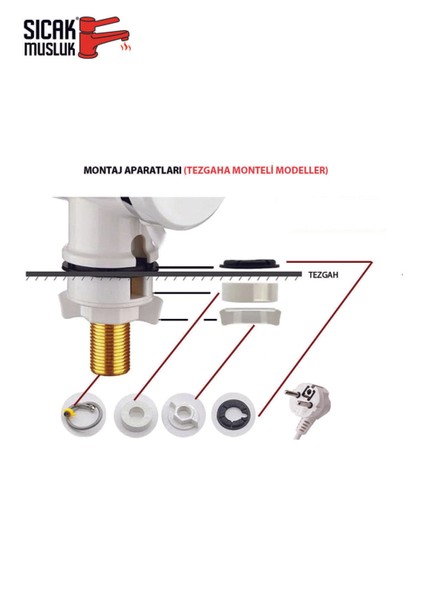 Gümüş Renkli Elektrikli Anlık Su Isıtıcı, Lavabo Monteli, Pratik ve Şık Tasarım indirimleri