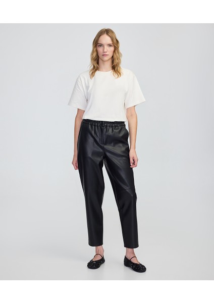 Deri Görünümlü Elastik Bel Pantolon IW6250003218001