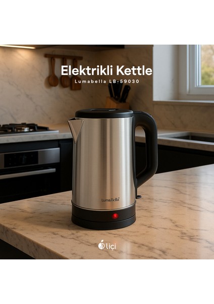 2,5l Paslanmaz Çelik Su Isıtıcı 1500W Gri