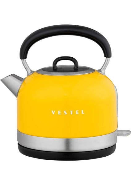 Retro Sarı Su Isıtıcısı, Şık ve Enerjik Tasarım, Dayanıklı ve Kullanışlı.