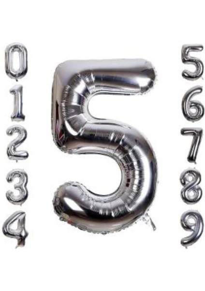 Gümüş Rengi Folyo Rakam Balon 1 Metre modelleri