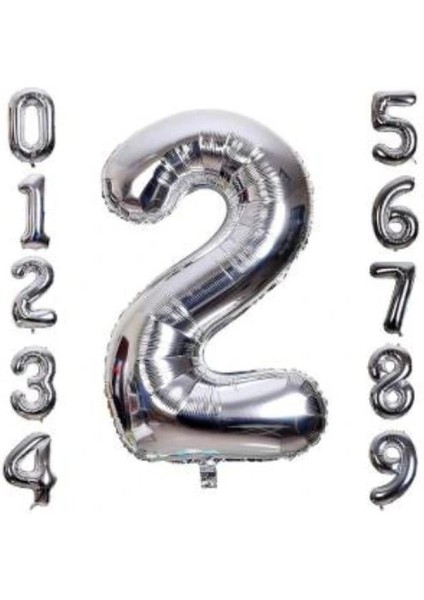 Gümüş Rengi Folyo Rakam Balon 1 Metre indirimleri