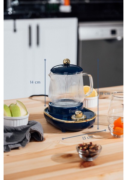 Lacivert Cam Su Isıtıcı ve Çay Makinesi, Çok Fonksiyonlu, 600ML, Elektrikli, Pratik Kullanım fırsatları