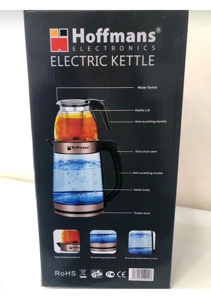 Elektrikli Cam Kettle ve Su Isıtıcı, Alman Kalitesi, Enerji Tasarruflu, Kahverengi fiyatları