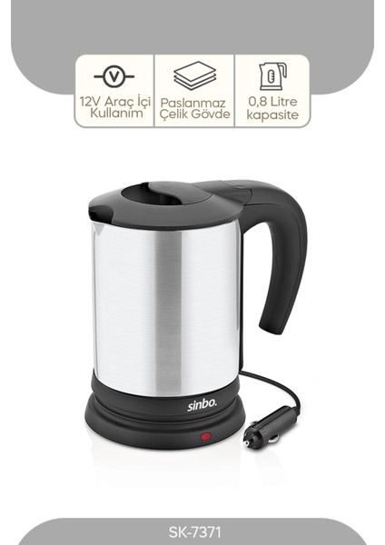 Araç Içi Su Isıtıcı, 2l, Çakmak Tipi, Garantili, Beyaz Çelik, 50/60 Hz, Kullanışlı Ürün