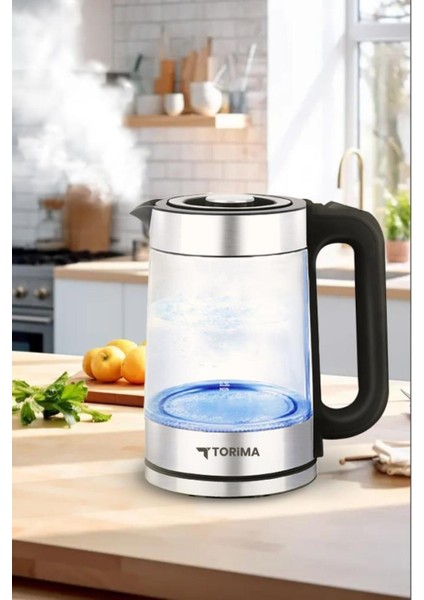 Şeffaf Cam Ledli 1500W Su Isıtıcı, 1.8l, Beyaz Renk